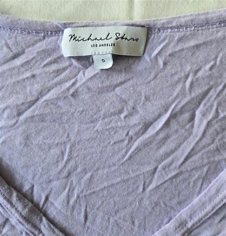 NWOT Michael Stars SM V Neck Short Sleeve T Shirt Purple 133407