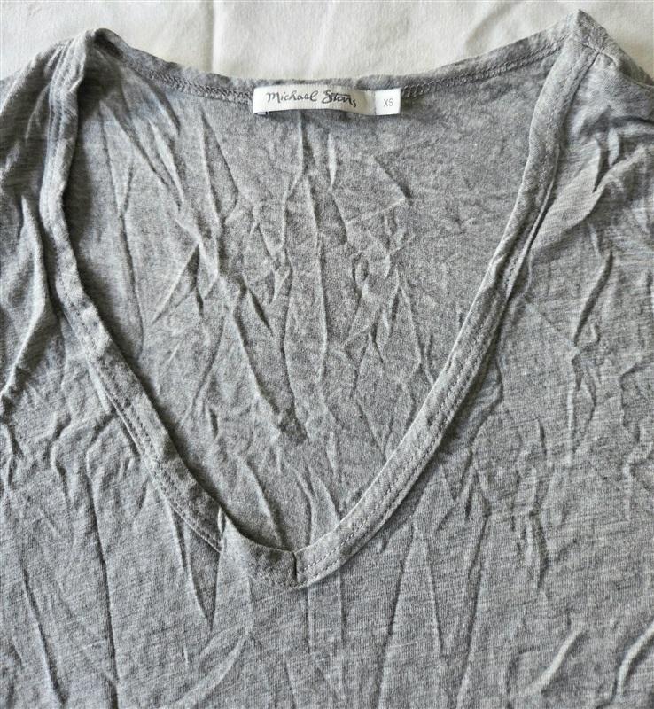 NWOT Michael Stars XS V Neck Short Sleeve T Shirt Gray 133408