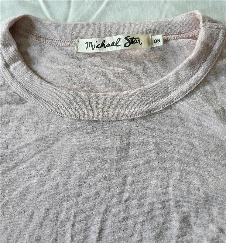 NWOTD Michael Stars OS Shine Scoop Neck Pink Sparkle Top 133409