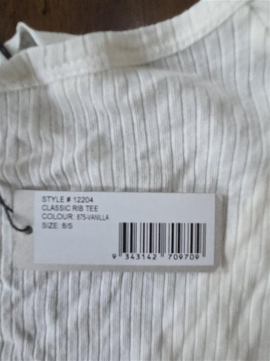NWT Rolla's S Ivory Ribbed Short Sleeve Scoop neck T Shirt 133410