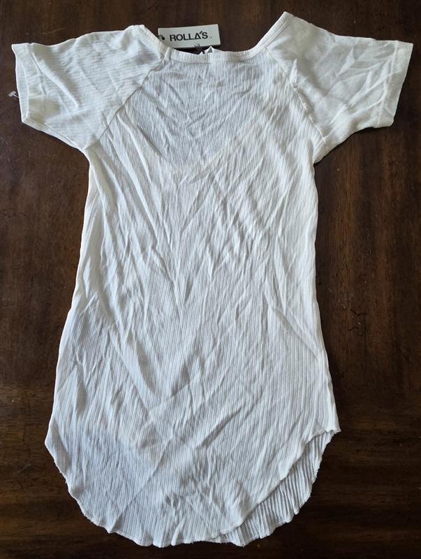 NWT Rolla's S Ivory Ribbed Short Sleeve Scoop neck T Shirt 133410