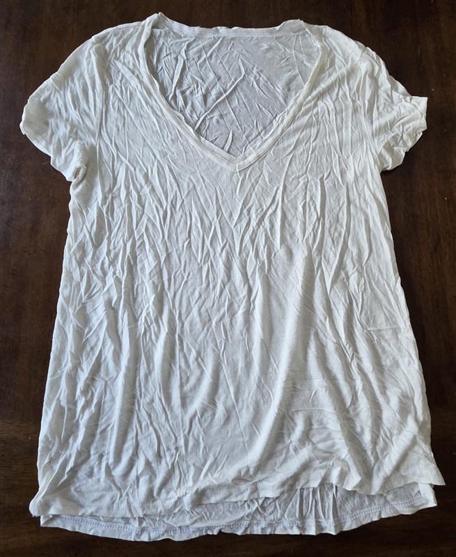 NWOT Project Social T Small White V Neck Raw Hem T Shirt 133411