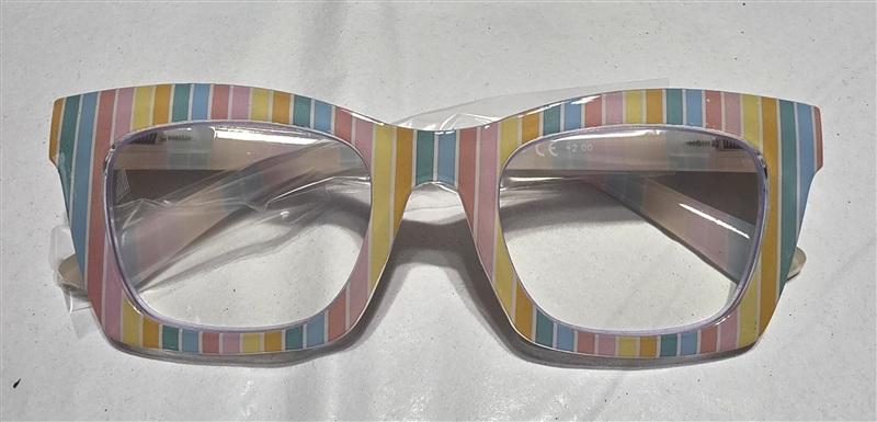 NWT Sheer Pastel Rainbow Pride 1.5 Thin Stripe Reading Glasses Readers 133423