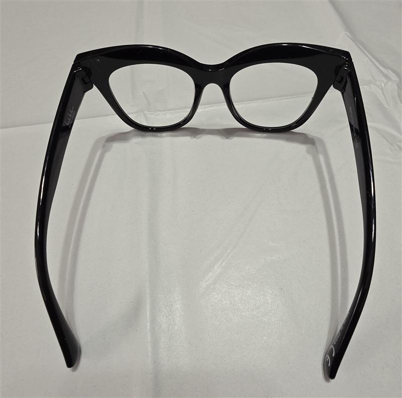 NWT Nicole Miller Black 2.0 Cat Eye Thick Reading Nerd Glasses 133436