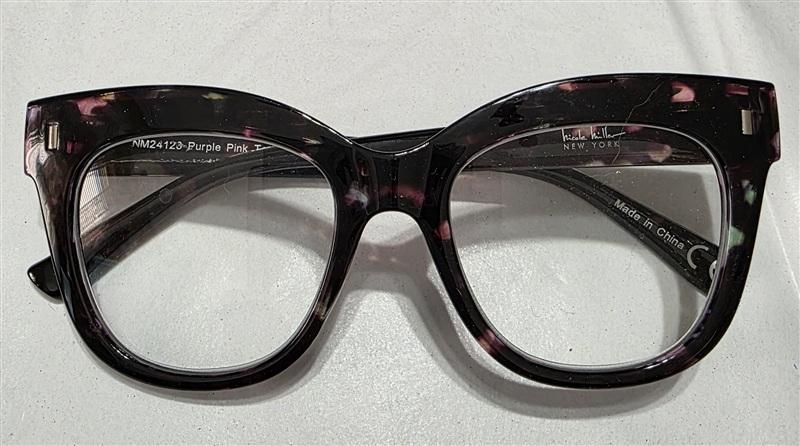 NWT Nicole Miller Purple Pink Tort 2.5 Cat Eye Thick Reading Nerd Glasses 133440