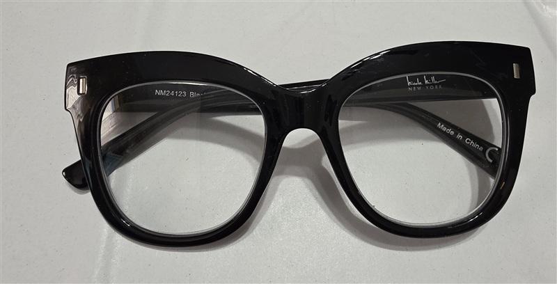 NWT Nicole Miller Black 2.5 Cat Eye Thick Reading Nerd Glasses 133441