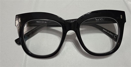 NWT Nicole Miller Black 2.5 Cat Eye Thick Reading Nerd Glasses 133441