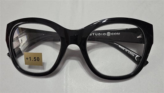 NWT Max Studio Black 1.5 Cat Eye Round Thick Reading Nerd Glasses 133446