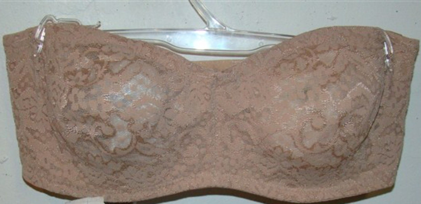 PO Wacoal 40DD Halo Lace Strapless Bra Underwire 854205 Beige 133458