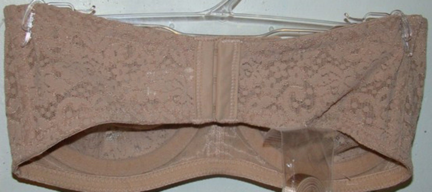 PO Wacoal 40DD Halo Lace Strapless Bra Underwire 854205 Beige 133458