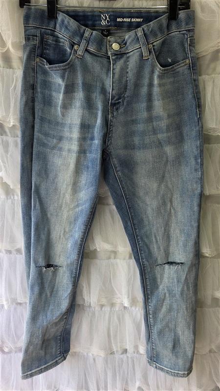 NWOT New York & Co 4 Mid-Rise Skinny Distressed Jeans 133461