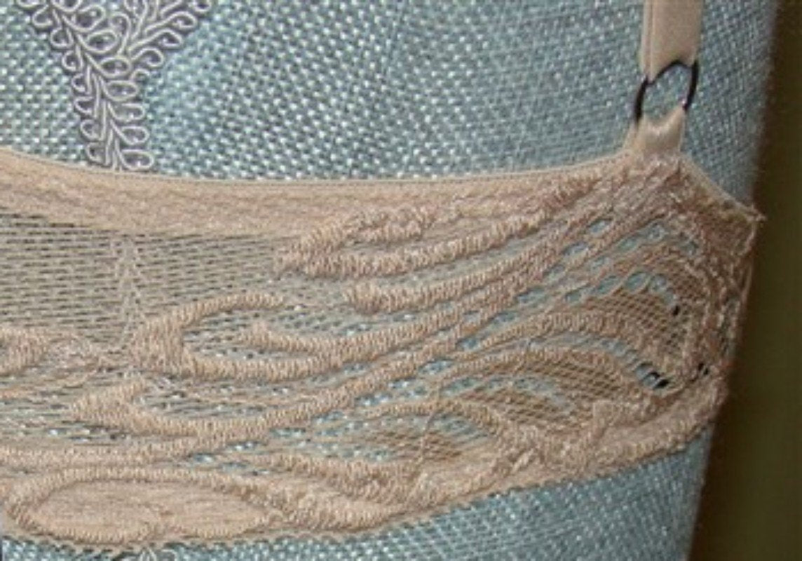 PO Natori 34DD Jasper Feathers Bra Plunge Contour Style 730023 Beige 133467