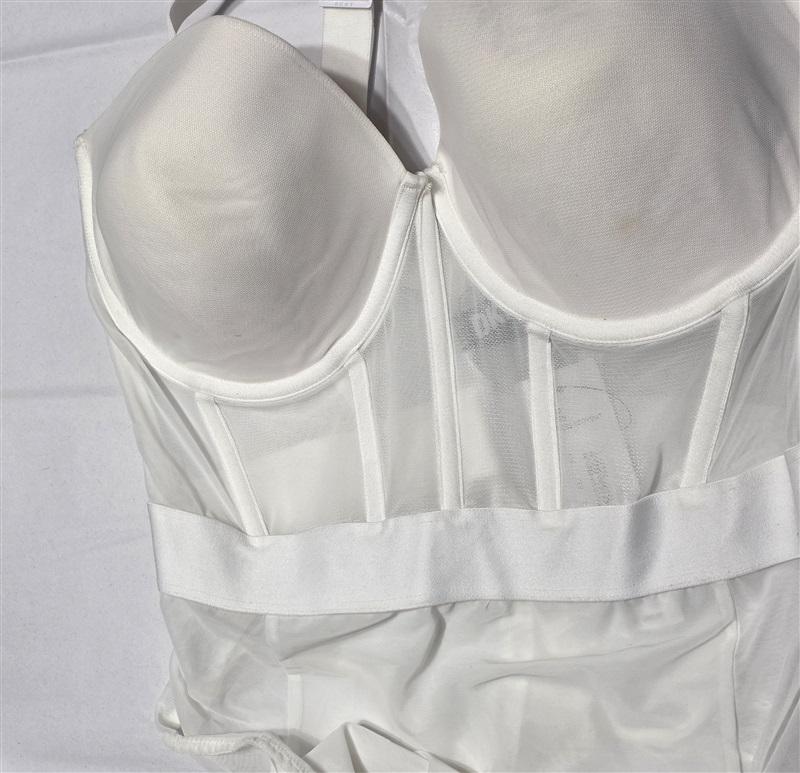 NWOT Donna Karan 34B DKNY Sheers Strapless Mesh Thong Bodysuit DK6008 133476