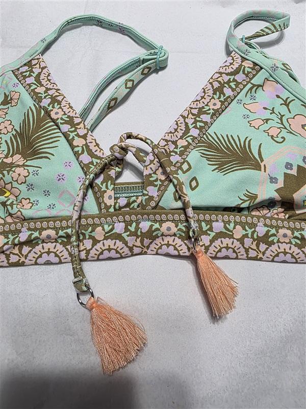 NWOT Seafolly 4 USA Banded Triangle Picnic Bikini Swim Top Floral 133481