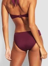 NWOT Seafolly 10 USA Solid Twist Hipster Bikini Bottom Wine 133482