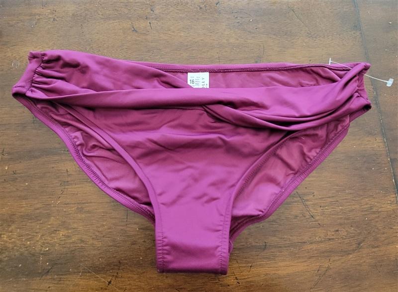 NWOT Seafolly 10 USA Solid Twist Hipster Bikini Bottom Wine 133482