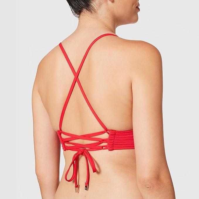 NWOT Seafolly 4 USA Longline Quilted Tri Bikini Swim Top Red 133483