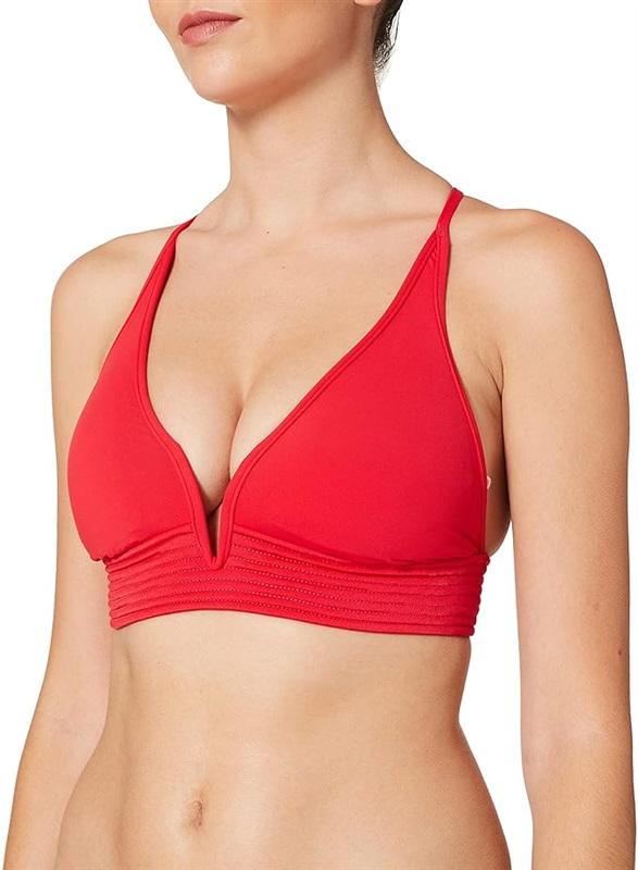 NWOT Seafolly 4 USA Longline Quilted Tri Bikini Swim Top Red 133483