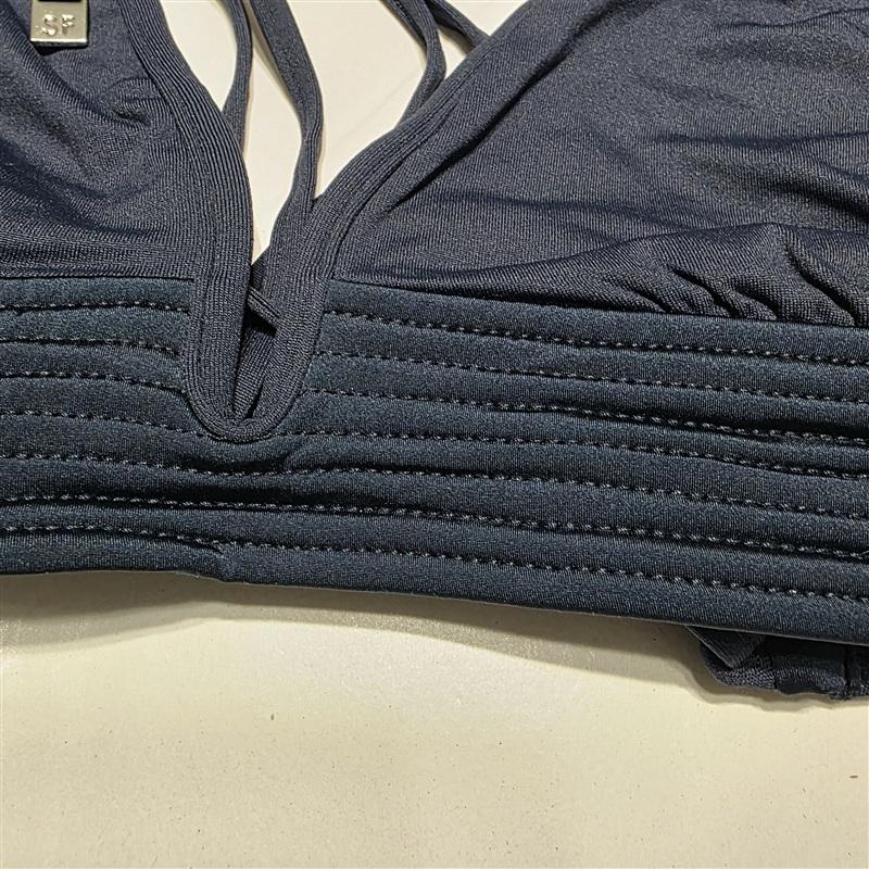 NWOT Seafolly 4 USA Longline Quilted Tri Bikini Swim Top Blue 133484