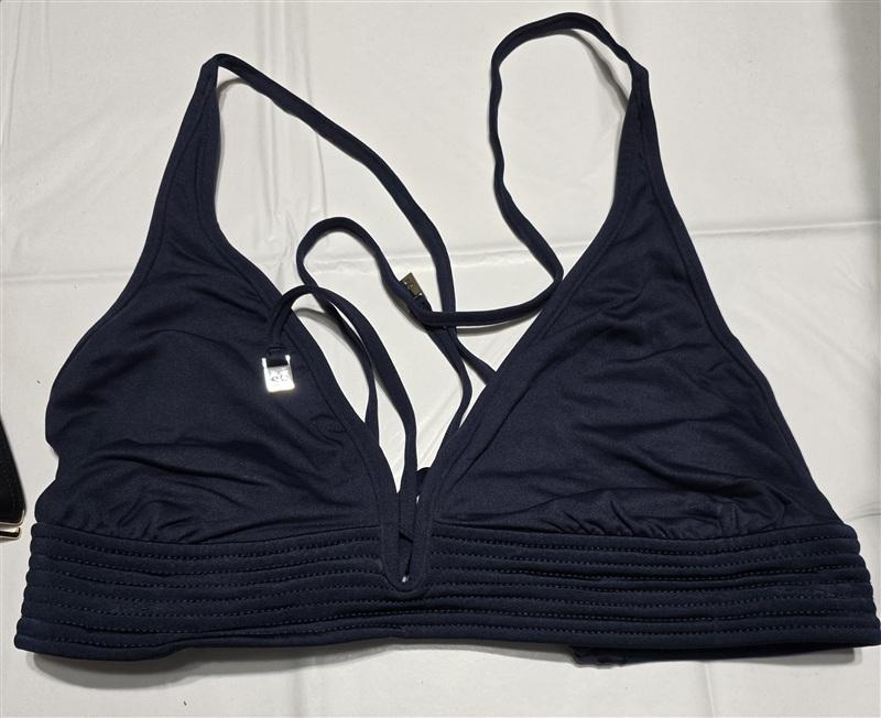 NWOT Seafolly 4 USA Longline Quilted Tri Bikini Swim Top Blue 133484