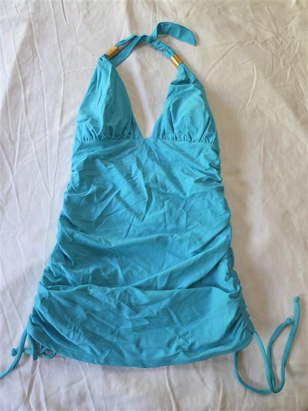 NWOT Lori Coulter Deep V Tankini Top Ruched Sides Swimsuit 133487