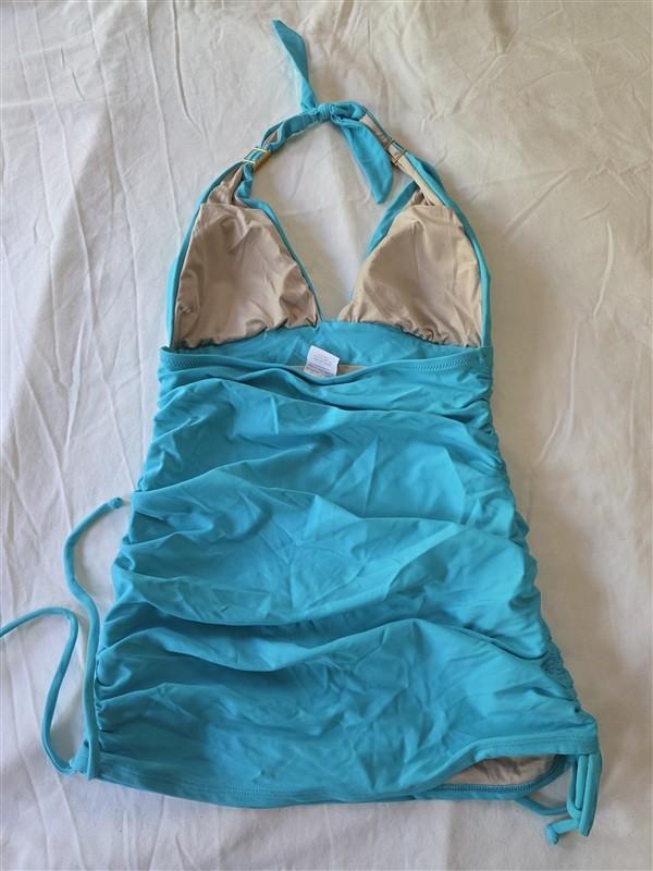 NWOT Lori Coulter Deep V Tankini Top Ruched Sides Swimsuit 133487
