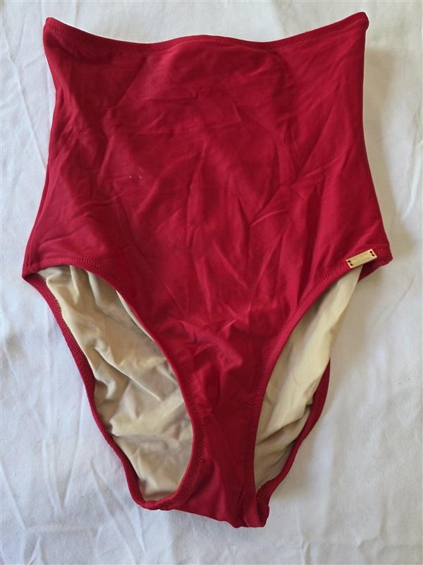 NWOT Lori Coulter M High Waist Tummy Control Bikini Swimsuit Bottom Red 133490