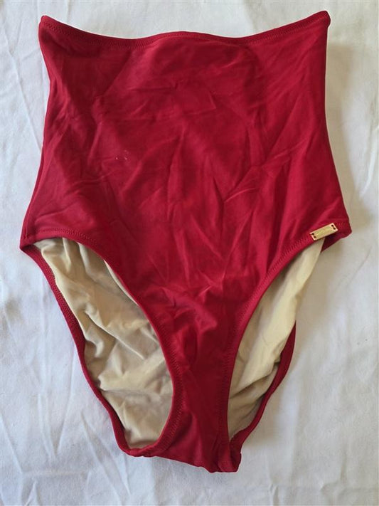 NWOT Lori Coulter M High Waist Tummy Control Bikini Swimsuit Bottom Red 133490