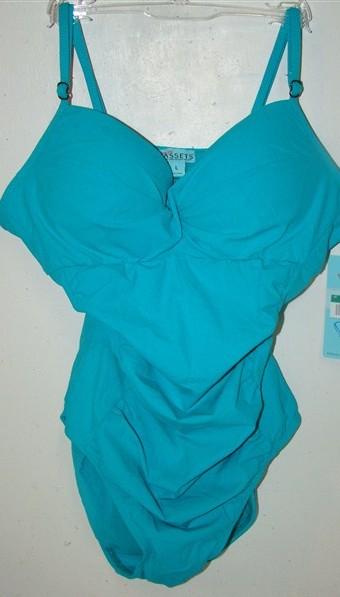 NWOT Spanx Assets M Sara Blakely Push Up Swimsuit 1547 Teal 133497
