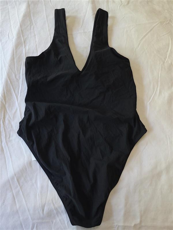 NWTD Tory Burch Miller L Plunge 1PC Black Swimsuit No Belt 133499