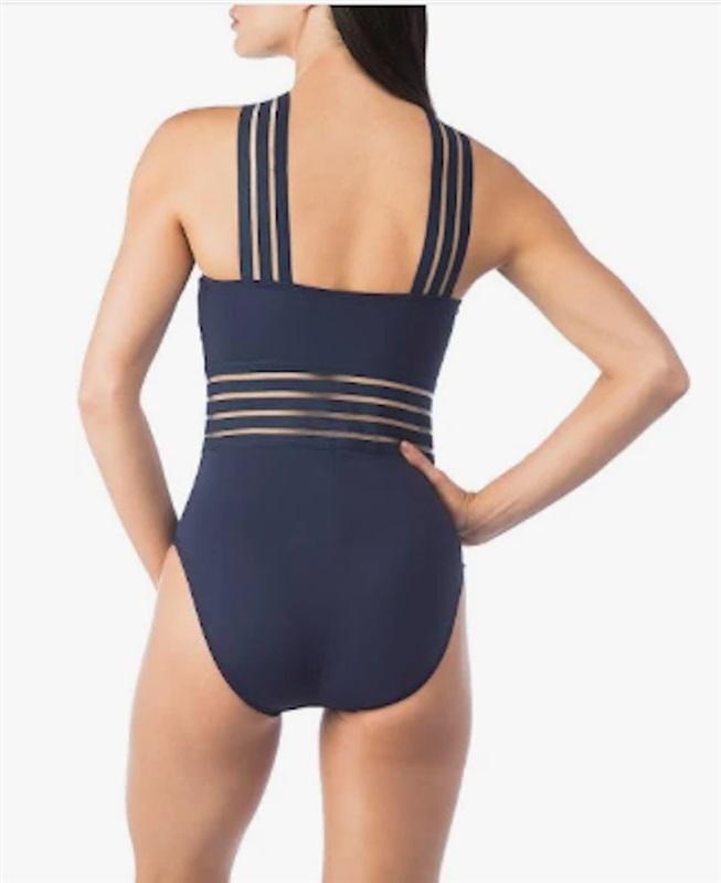 NWOT Kenneth Cole L Stompin' In My Stilettos High Neck Black Swimsuit 133501