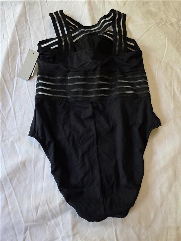 NWOT Kenneth Cole L Stompin' In My Stilettos High Neck Black Swimsuit 133501