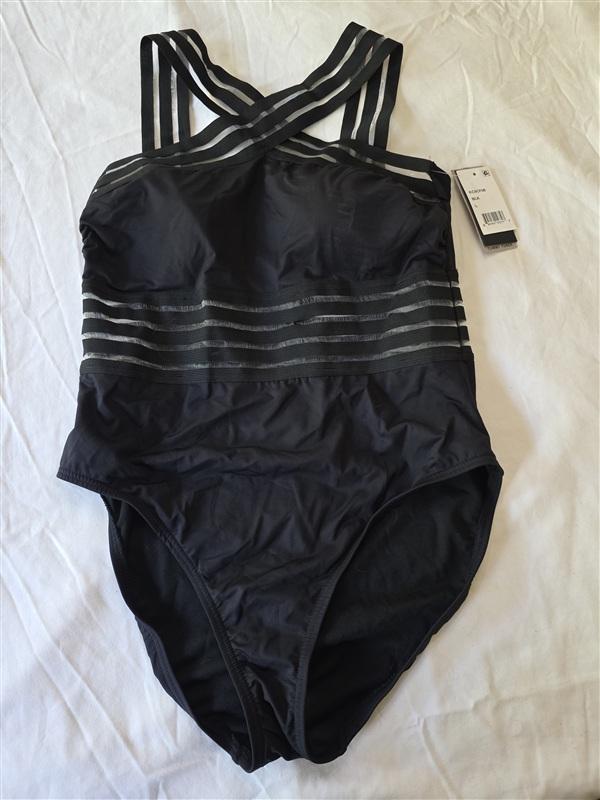 NWOT Kenneth Cole L Stompin' In My Stilettos High Neck Black Swimsuit 133501