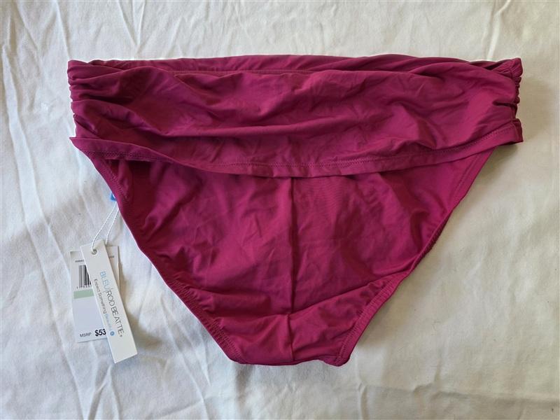 NWT Bleu Rod Beattie Fold-over SZ 8 Pink Rouge Band Bikini Swim Bottoms #133503