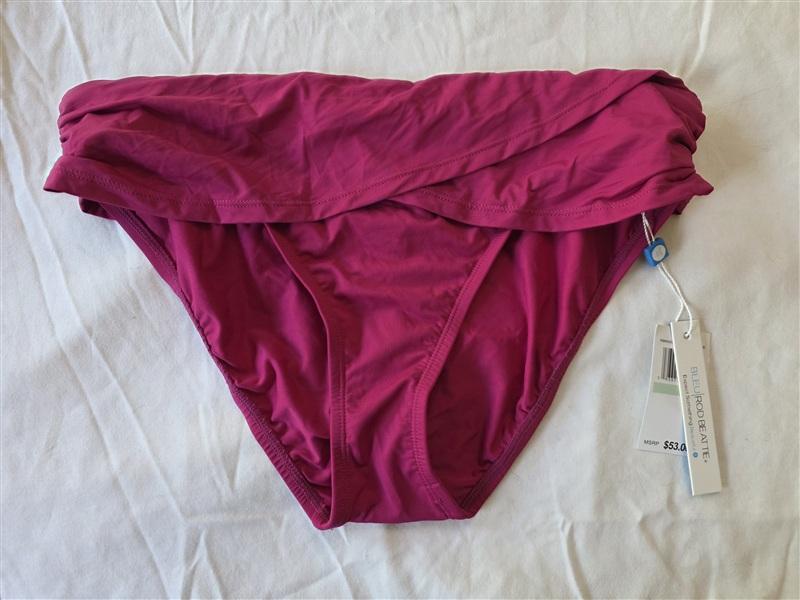 NWT Bleu Rod Beattie Fold-over SZ 8 Pink Rouge Band Bikini Swim Bottoms #133503
