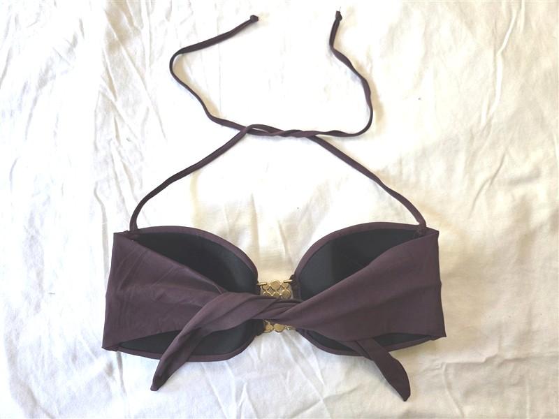 NWOT Robin Piccone M Jeweled Bandeau Bikini Swim Top Brown Purple 133511