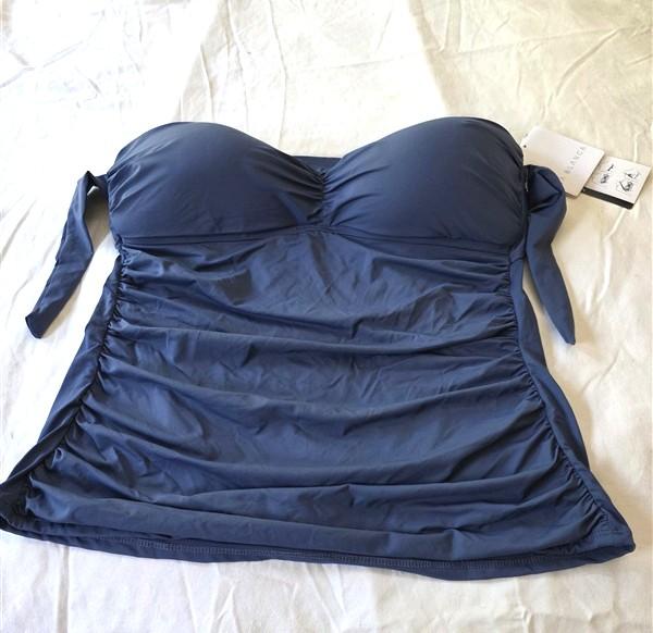 NWT La Blanca 16 Island Goddess Halter Bandeau Tankini Swim Top Blue 133513