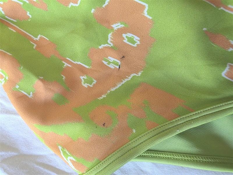 NWTD Hale Bob Cabana S Bandeau 1pc Orange Green Swimsuit 133517