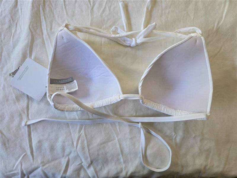 NWT La Blanca Island Goddess 8 White Halter Triangle Bikini Swim Top 133525