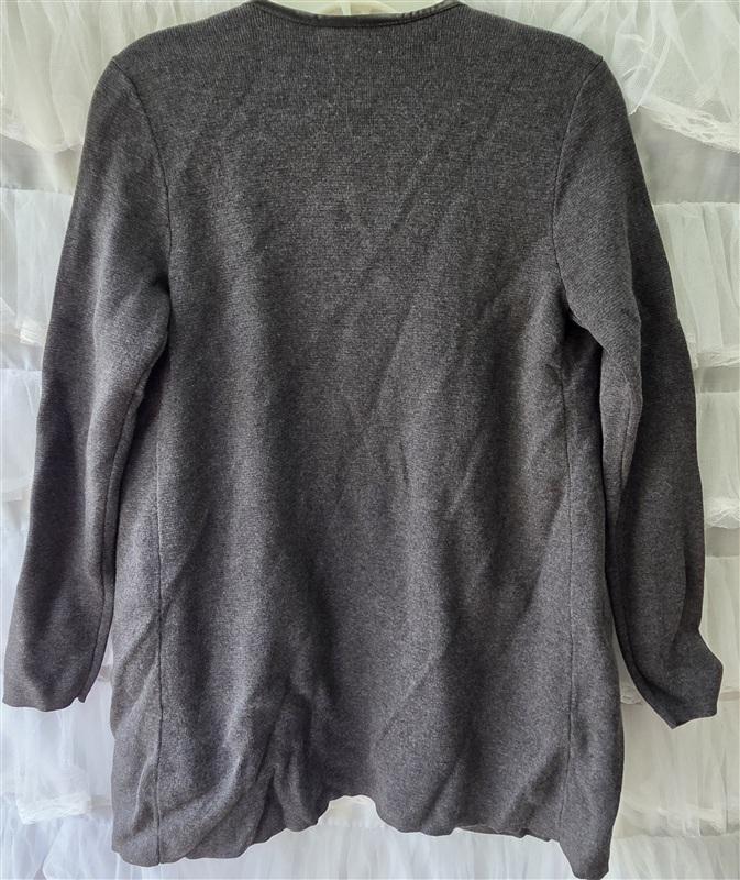 NWT Charter Club PP XS Charcoal & Black Leather Trim Cardigan 133534
