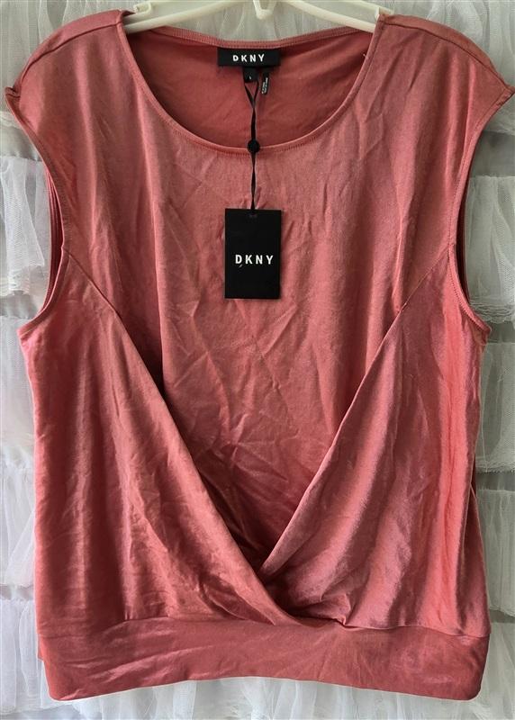 NWT Michael Kors L Overlap Cap-sleeve Satin Blouse Shirt Top Rose 133535
