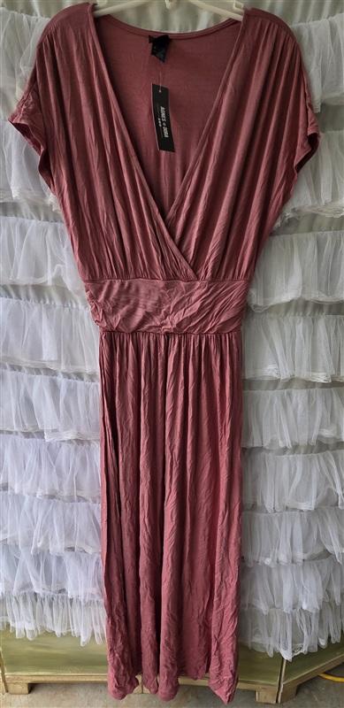 NWT Agnes & Dora S Spencer Flutter Sleeve Surplice Maxi Dress Pink 133543