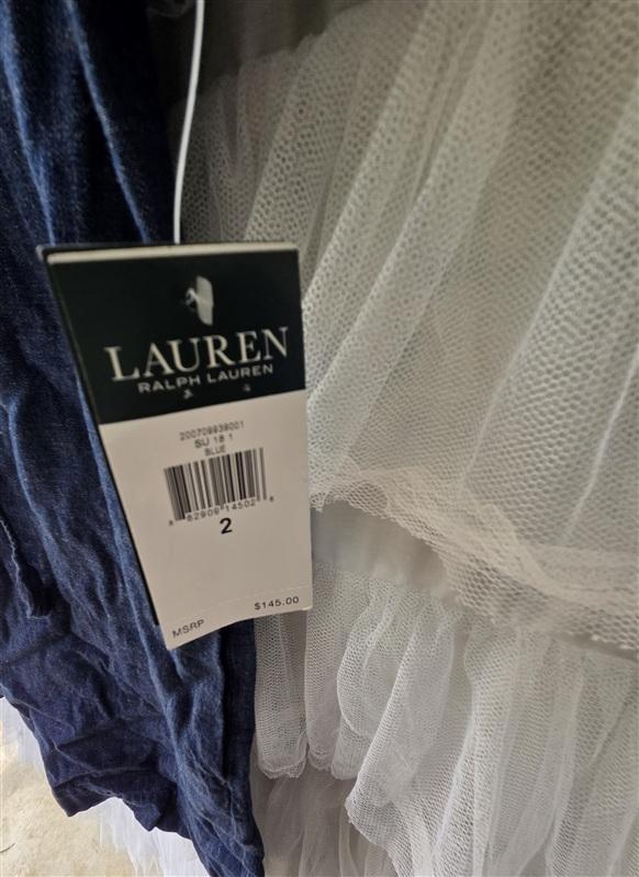 NWT Ralph Lauren 2 Denim Lace Up Embroidery Sheath Dress 133545