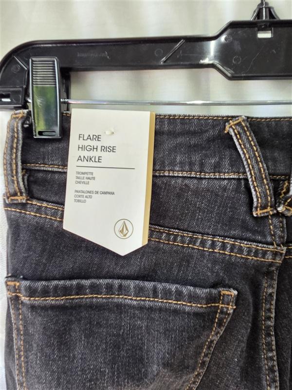 NWT Volcom 27 Flare High Rise Jeans Black Stoney Kick Flare 133548