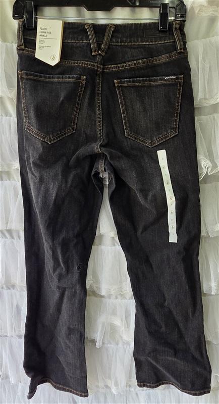 NWT Volcom 27 Flare High Rise Jeans Black Stoney Kick Flare 133548