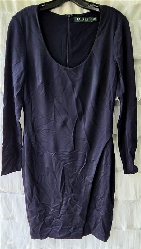 NWOT Ralph Lauren 8 Navy Blue Surplice Bottom Sheath Dress 133550