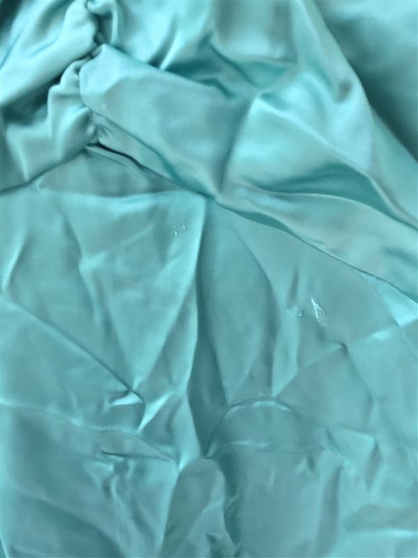 NWOT LaLaVon S Puff Sleeve Y2K Satin Mini Dress Teal Green 133551