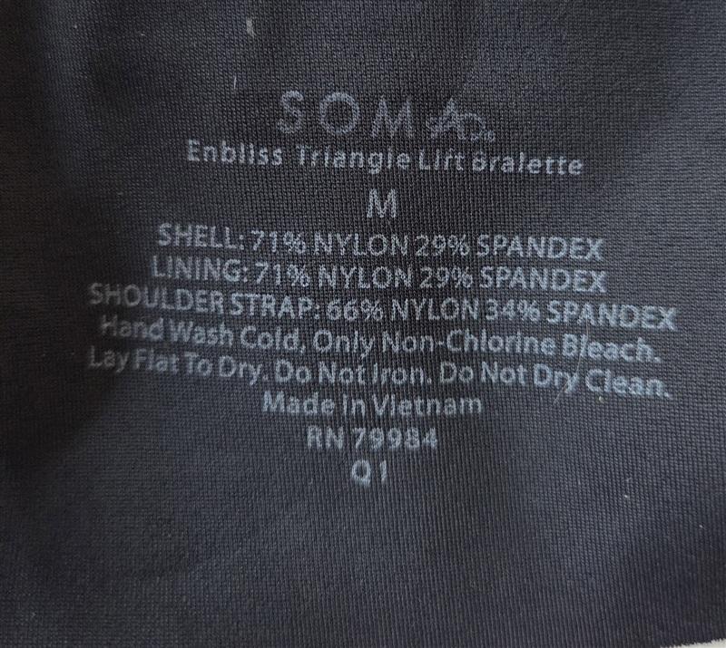 NWOT Soma M Enbliss Triangle Lift Bralette Black 133553