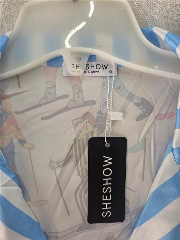 NWT SheShow XL Satin Women Snow Skiing Sleepwear Lounge Pajama Set 13355