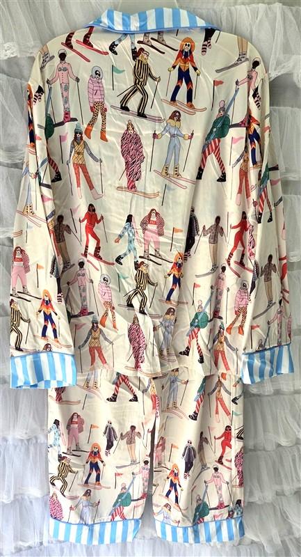 NWT SheShow XL Satin Women Snow Skiing Sleepwear Lounge Pajama Set 13355
